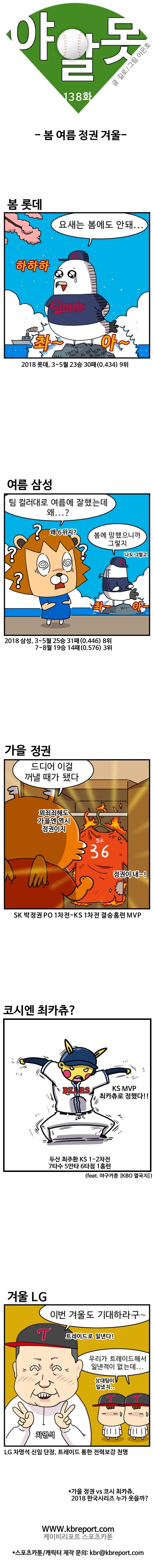  [프로야구 카툰] 야알못 138화: KBO리그의 봄여름가을겨울
