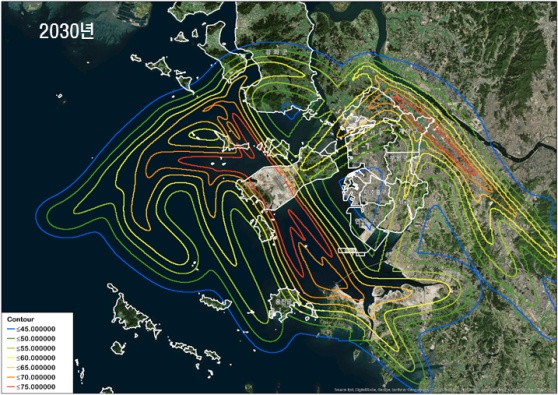 인천광역시 항공기 소음지도 작성(2030년) ⓒ 인천뉴스