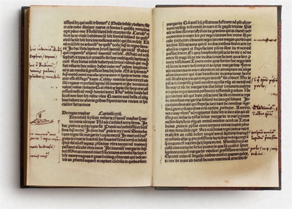 콜럼버스가 빼곡히 메모를 한 마르코 폴로의 책