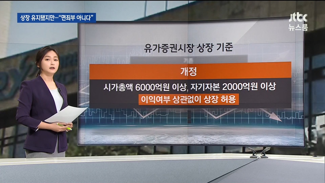 거래소의 상장 기준 변경 지적한 JTBC <뉴스룸>(12/10)