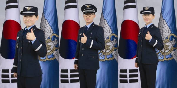 공군 부사관으로 임관된 송혜진, 마창희, 이유라 사사.
