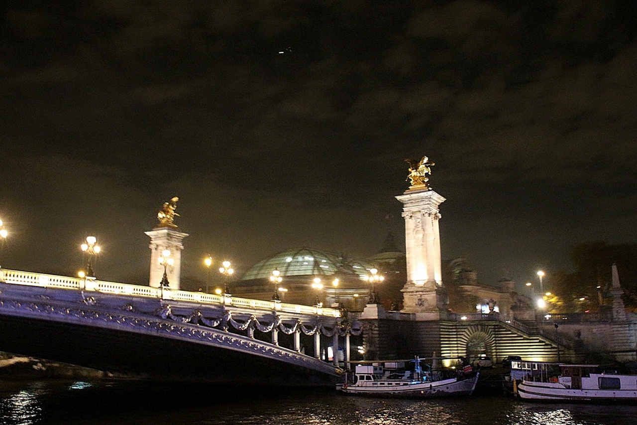  파리의 센 강 다리 중 가장 화려하다는 알렉산드르 3세 다리 모습