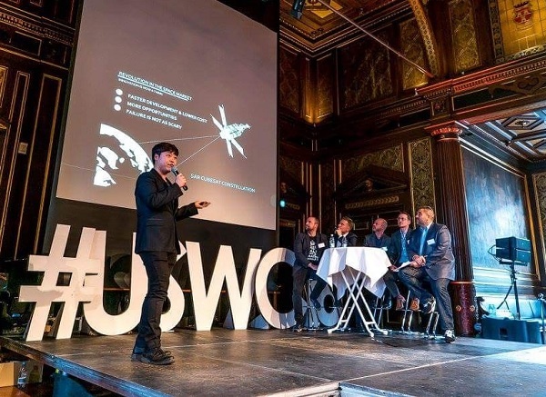 지난 2016년 덴마크 코펜하겐에서 열린 유니버시티 스타트업 월드컵(University Startup World Cup)에 참석한 정원석 위원장의 발언모습.
