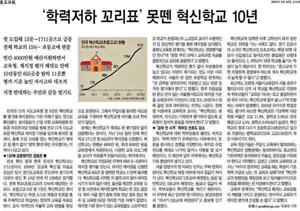 동아일보 2019년 1월 18일 보도