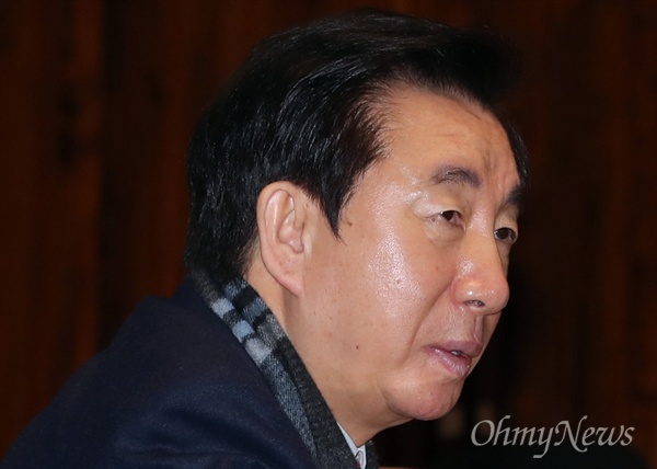 자유한국당 김성태 전 원내대표가 지난 1월 28일 국회에서 열린 의원총회에 참석하고 있다. 
