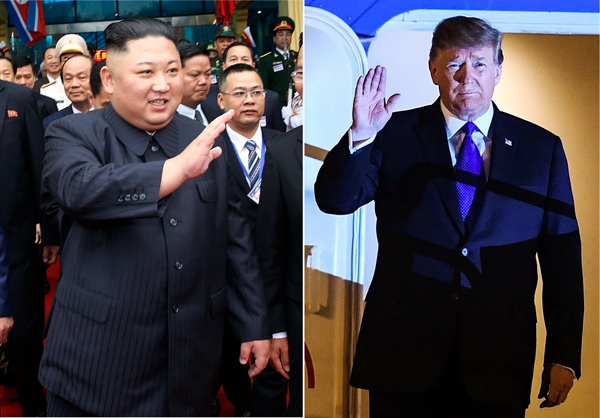 김정은 북한 국무위원장과 도널드 트럼프 미국 대통령. 