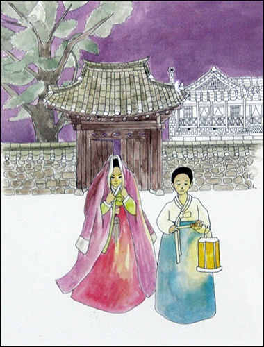 황동진 작가가 그린 《김란사, 왕의 비밀문서를 전하라》 책 속의 삽화