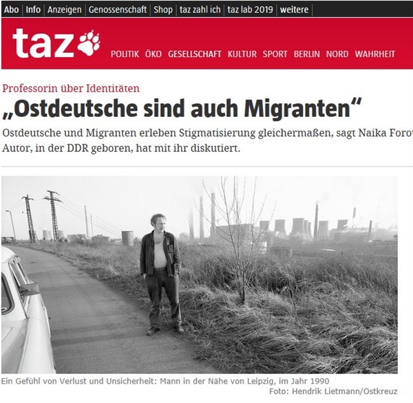 '동독주민도 이주민이다'라는 주제를 다룬 독일언론 기사. 