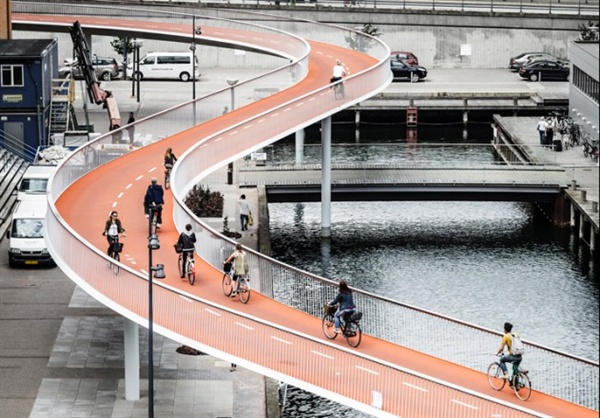 덴마크 코펜하겐에 있는 자전거고속도로(cycle highway). 