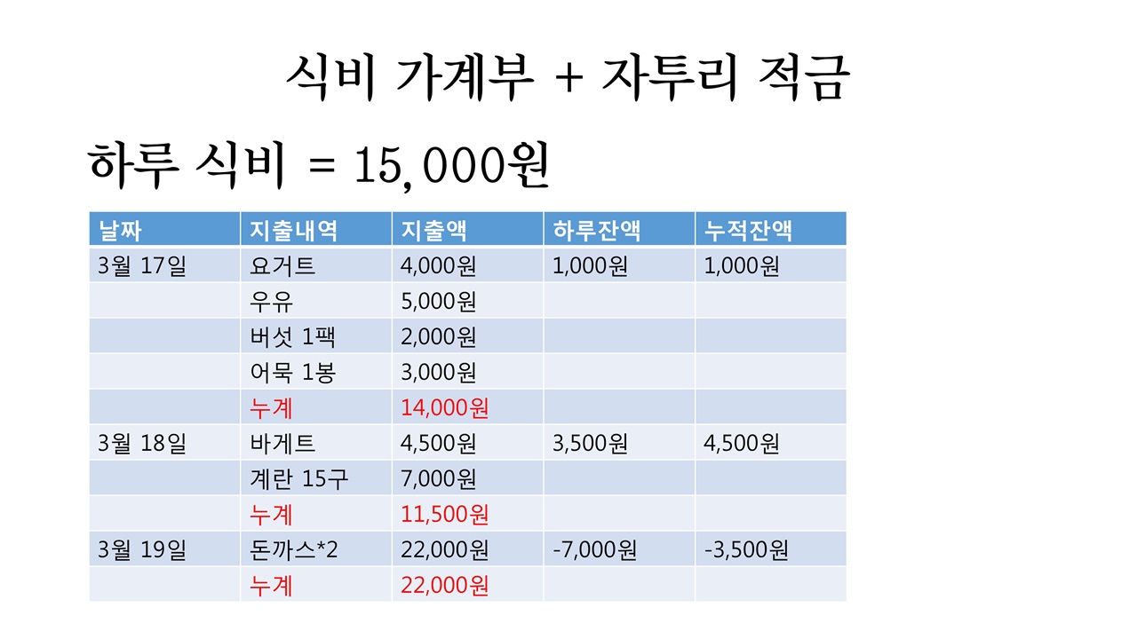  식비 가계부 틀