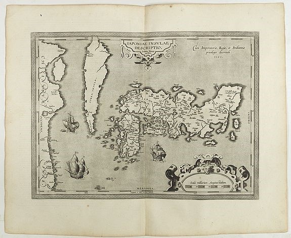 오르텔리우스(Ortelius)의 일본 지도. 한반도가 섬으로 그려져 있다.