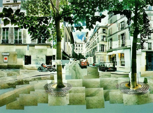 데이비드 호크니 I '퓌르스탕베르 광장(Place Furstenberg)' Paris, August 1985 Photographic collage, 88.9×80cm 이번에 이 시리즈는 빠졌다 ⓒ Collection of the artist David Hockney ⓒ David Hockney