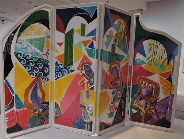 데이비드 호크니 I '카리브해의 티타임' 패널 위에 석판화 스크린 215×290×54cm 1987