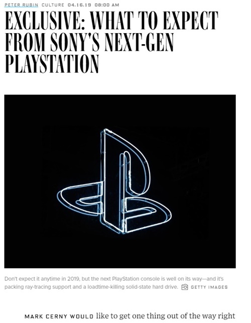 마크 서니 PS5 개발담당자의 인터뷰 내용을 보도한 와이어드 인터넷판