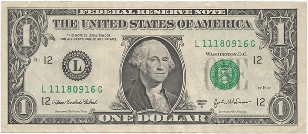 기축통화인 미국의 1달러짜리 지폐