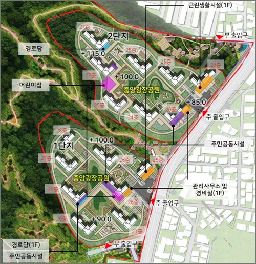 대전 월평공원 정림지구 민간특례사업 건축물 배치도(자료사진).