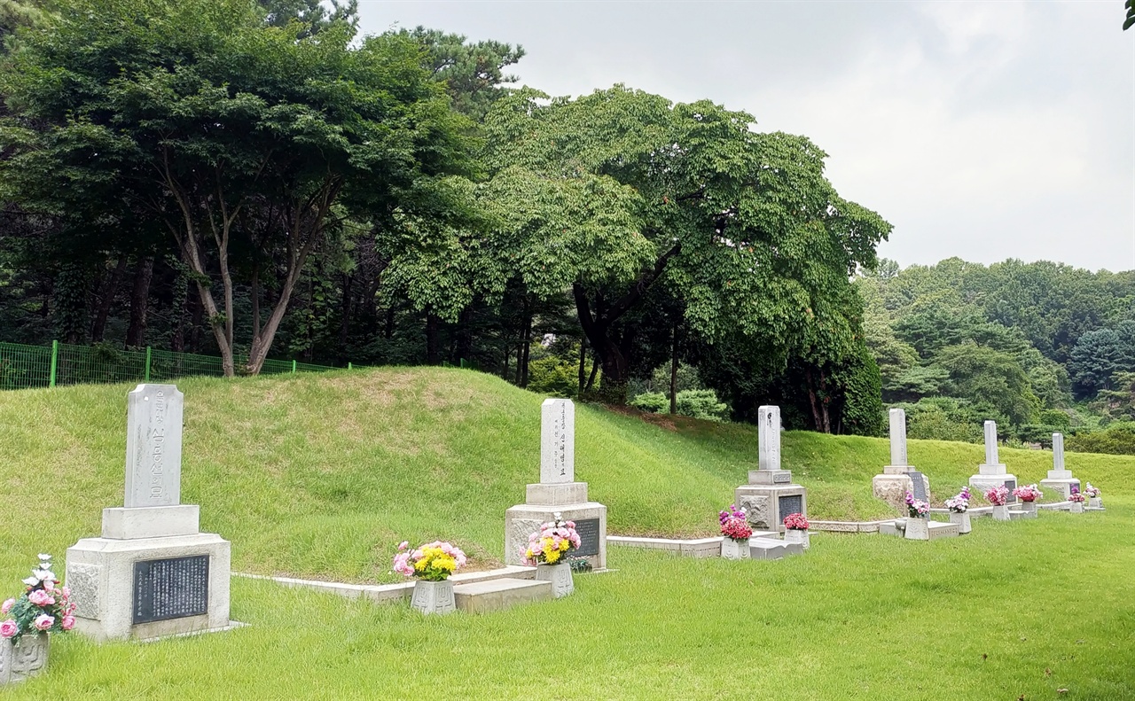 장군 제2묘역에 있는 6기 무덤의 주인공 중 1/2인 3명이 일제 강점기 일본군에 자발적으로 참가한 이응준, 신태영, 임충식이다.  