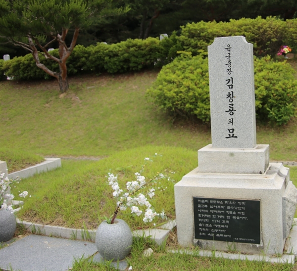 대전현충원 장군 묘역에 있는 김창룡의 묘지 앞에 매년 현충일마다 국군기무사령관이 조화를 보내던 관행이 사라졌다. (2019년 6월 6일 오후 김창룡 묘지)