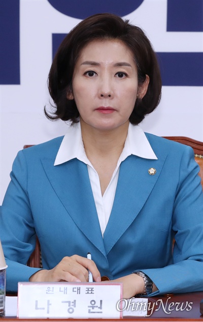 자유한국당 나경원 원내대표가 10일 오전 국회에서 원내대표·중진의원 연석회의를 주재하고 있다. 