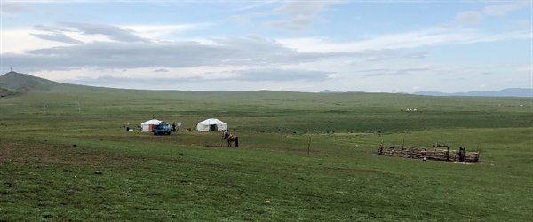           몽골 게르 이동 주택은 넓은 초원에 자리를 잡고 있습니다. 넓은 마당이 있고, 양이나 염소를 가두는 우리도 있습니다.