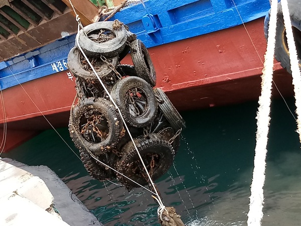 한국해양구조협회 부산지부는 1일 부산 영도 청학항만에서 해양쓰레기 수거 활동을 벌였다.