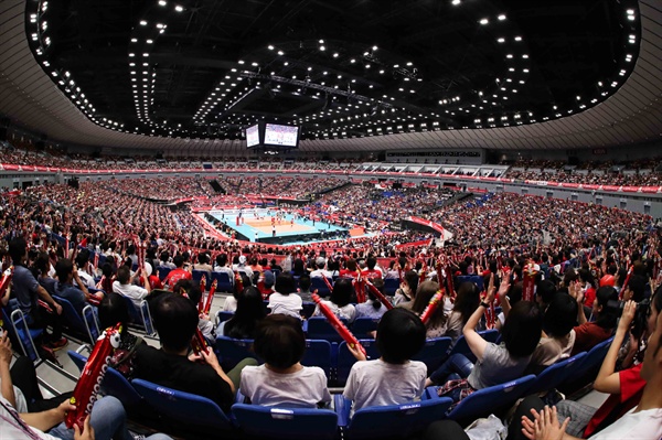  '엄청난 열기' 2019 여자배구 월드컵 경기 모습... 일본 요코하마 아레나 (2019.9.14)