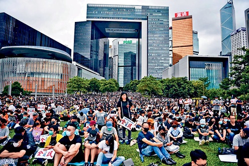 8월 5일 파업 집회에 참여한 홍콩 노동자들