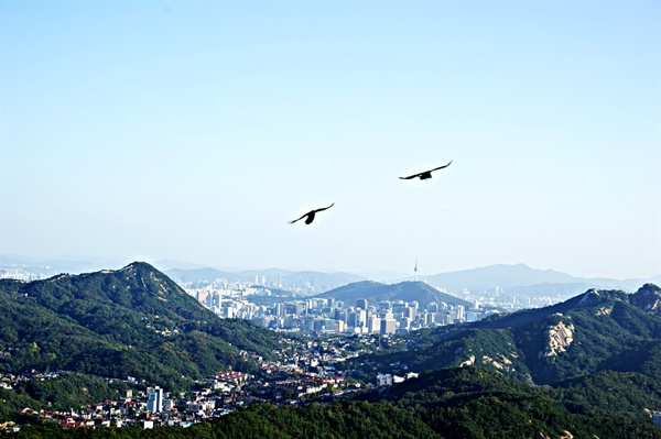 족두리봉에서 향로봉으로 가면서 바라본 서울시내 풍경