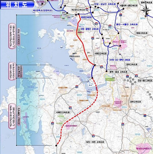 지난 2008년 서부내륙고속도로 노선 계획안이다. 서해안고속전철과 유사한 노선이다. 예당저수지와 오가 구릉지를 멀리 빗겨사 상대적으로 민원이 적었다는 평가를 받고 있다. 