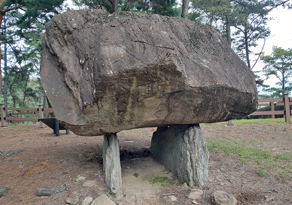 1코스 군장 고인돌(2509호) 상석 무게 약 22톤이다. 