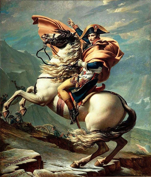 알프스를 넘고있는 나폴레옹 보나파르트(자크 루이 다비드.1800, 루브르박물관)