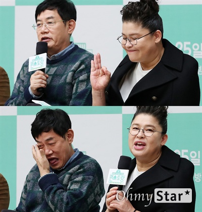 '신상출시 편스토랑' 이경규-이영자, 드디어 만났네! 방송인 이경규와 이영자가 25일 오전 서울 여의도 KBS에서 열린 KBS 2TV 새 예능 프로그램 <신상출시 편스토랑> 제작발표회에서 처음으로 함께 고정출연하게 된 소감을 말하고 있다. <신상출시 편스토랑>은 맛을 잘 아는 스타들이 공개한 필살의 메뉴 중 평가단의 평가를 통해 승리한 메뉴가 방송 다음 날 실제로 편의점에서 출시되는 편의점 신상 서바이벌 프로그램이다. 25일 금요일 오후 9시 45분