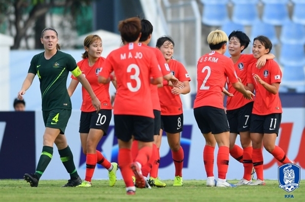  9일 호주와의 3, 4위 전에서 승리한 한국 축구 대표팀.