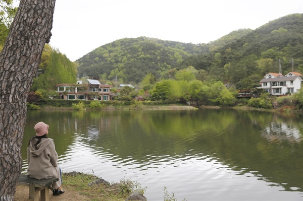  환산정 앞에서 본 서성제와 강변 풍경. 서성제의 절벽이 화순적벽에 버금가는 풍치를 보여준다.