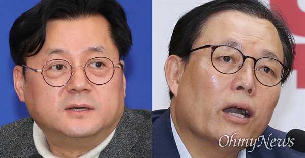 국회 행정안전위원회 여당 간사인 홍익표 민주당 의원(왼쪽)과 야당 간사인 이채익 한국당 의원(오른쪽). 