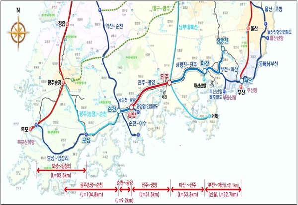 경전선 진주~광양 51.5km 구간 ‘전철화’.