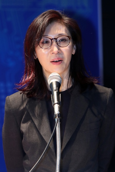 지난 2018년 3월 광주에서 열린 2018 아시아문화포럼에서 노소영 아트센터나비미술관장이 기조 강연을 하고 있다.