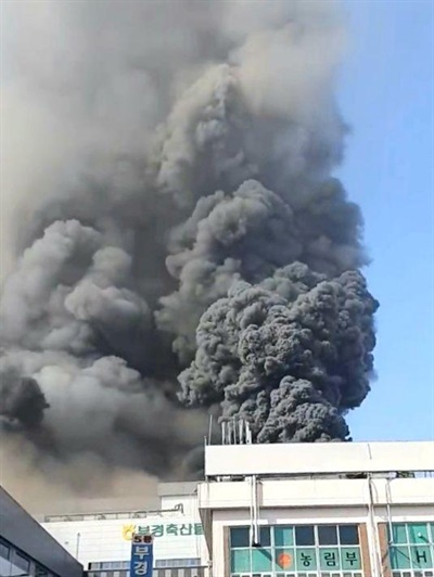 14일 오전 10시 18분경 김해 주촌면 축산물종합유통센터 공사장에서 불이 났다.
