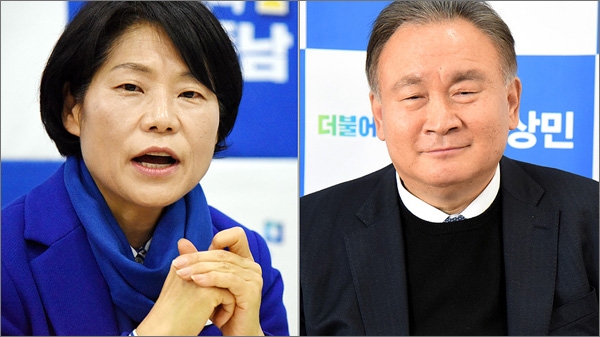 더불어민주당 대전 유성을 공천 경쟁을 벌이고 있는 김종남(왼쪽) 예비후보와 이상민 의원.