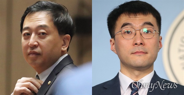 금태섭 더불어민주당 의원(서울 강서갑)과 김남국 변호사. 21일 민주당은 김남국 변호사를 다른 지역에 전략공천하기로 결정했다. 