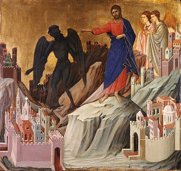  The Temptation of Christ on the Mountain - Duccio di Buoninsegna(1308-11)
