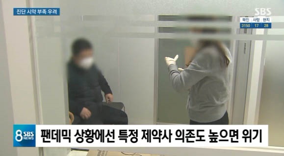  지난달 29일 보도된 SBS <"중국이 물량 다 가져갔다"...'진단 시약' 부족 우려>의 한 장면