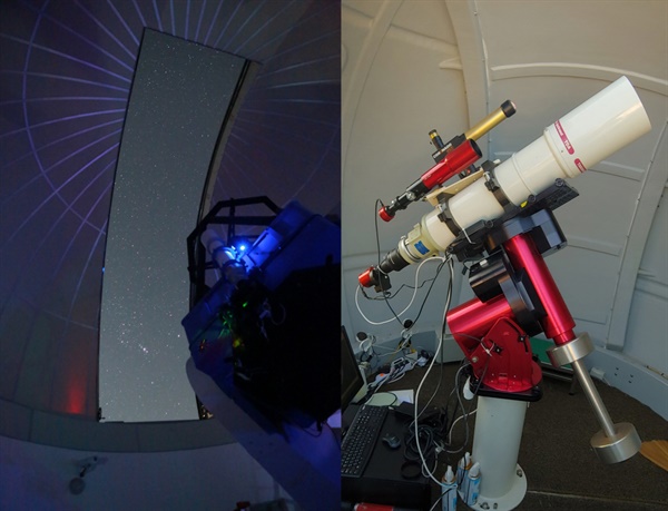 (오른쪽) NYSC 1m 반사망원경 (왼쪽)150mm 굴절망원경, 파라마운트 MEII, Scope Dome 3M