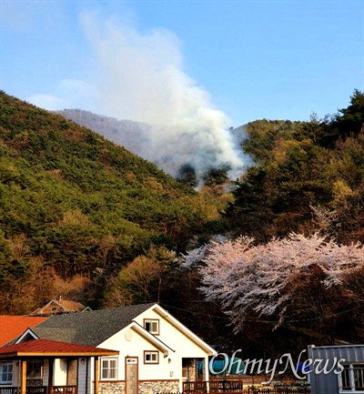 4월 2일 오후 경남 창원시 마산합포구 진전면 여양리 야산에 산불 발생.