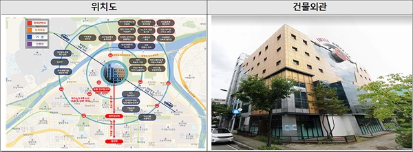  대전콘텐츠산업 육성센터 위치도 및 건물 외관(자료사진).