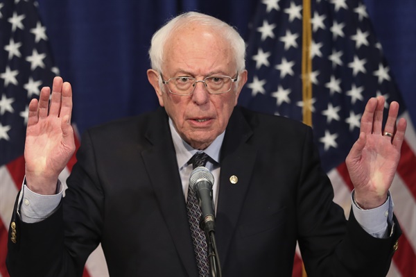 Sanders, US Senator,is at a press conference. US Democratic presidential candidate Senator Bernie Sanders is holding a press conference in Burlington, Vermont on the 11th.