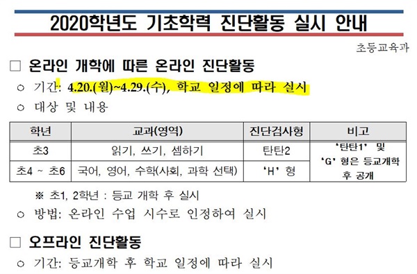 지난 6일 서울시교육청이 이 지역 초등학교에 보낸 공문. 