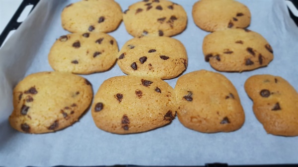 미니 오븐에 구운 초코칩 쿠키