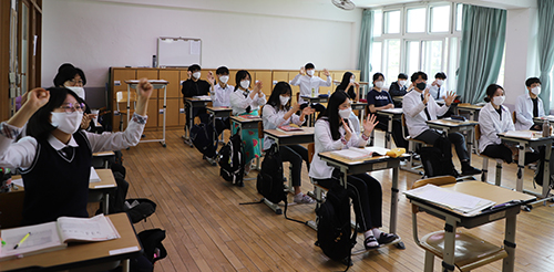 함양고등학교 3학년 학생들.