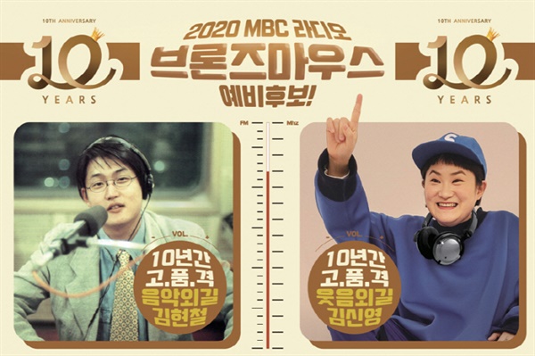  최근 MBC는 자사 라디오에서 10년 이상 진행을 맡은 김현철, 김신영에게 브론즈 마우스상을 수여한다고 발표했다.
